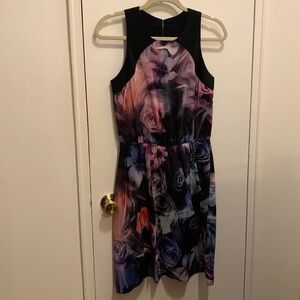Amanda uprichard black floral silk sleeveless dress